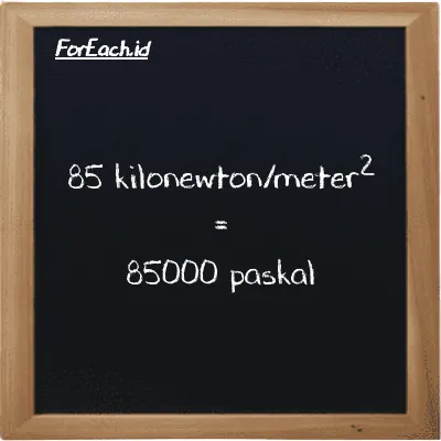 85 kilonewton/meter<sup>2</sup> setara dengan 85000 paskal (85 kN/m<sup>2</sup> setara dengan 85000 Pa)
